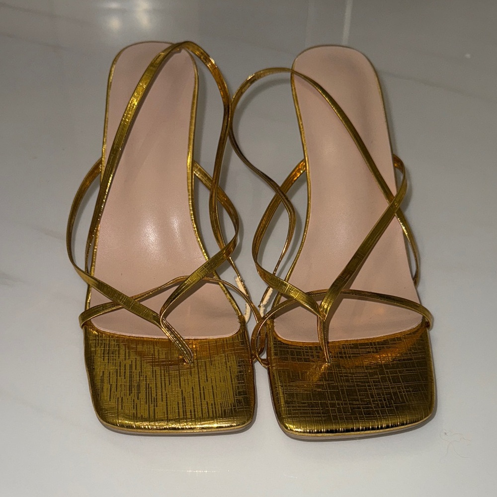SHEIN Gold Strappy Heels